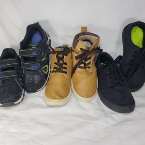 Lot 3 Pair Boots, Sneakers, Dress Shoes Boys Sz 1